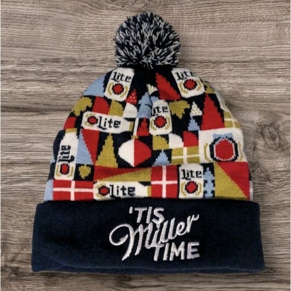 Miller Lite Beer Beanie Unisex Winter Hat Tis Time Dad Gift Cozy Brewery Hipster